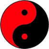 red and black yin yang symbol